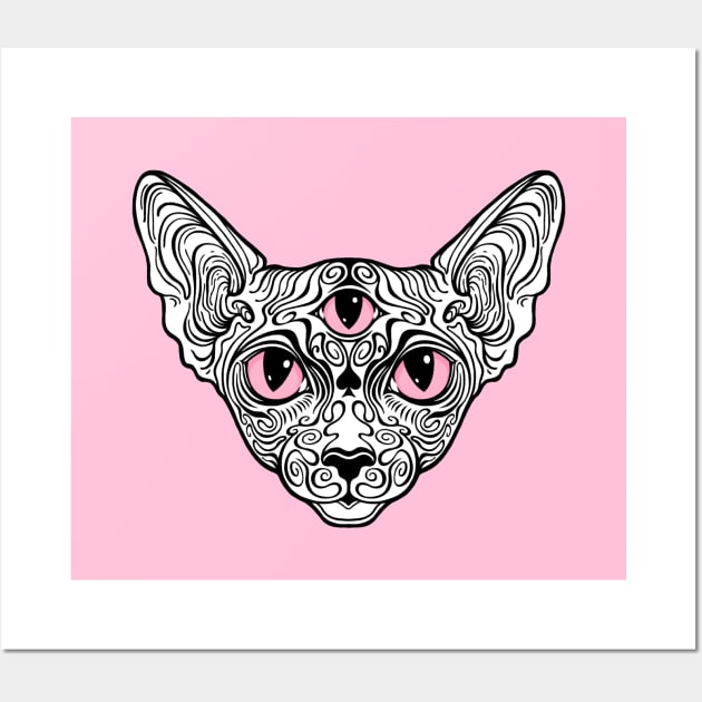 Cat sphinx with the third eye Wall Art by OccultOmaStore